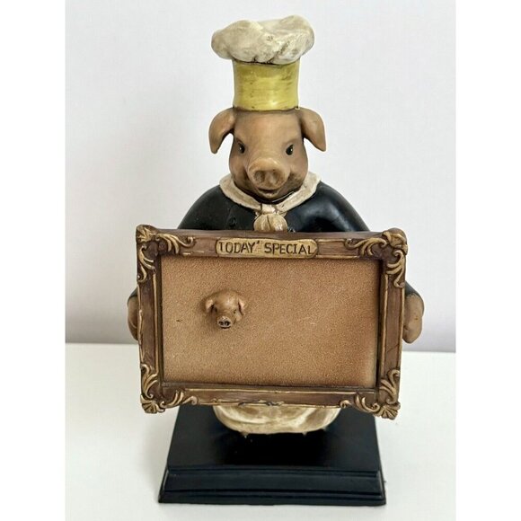9” French Chef Baker Pig Magnetic Menu Board Sign Vintage Decor Pastry Italian - Picture 11 of 11
